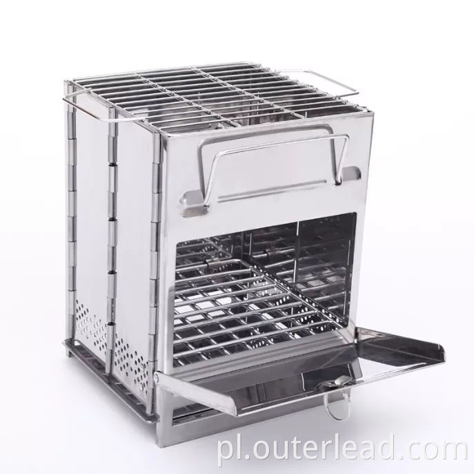 HS10R Camping na zewnątrz stal nierdzewna przenośna grilla Squave Square Kształt Camping przybory